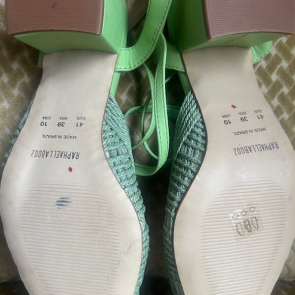 Anthropologie x Rafealla Booz Woven Apple Green Jute Block Heeled Sandals NEW - Picture 10 of 16